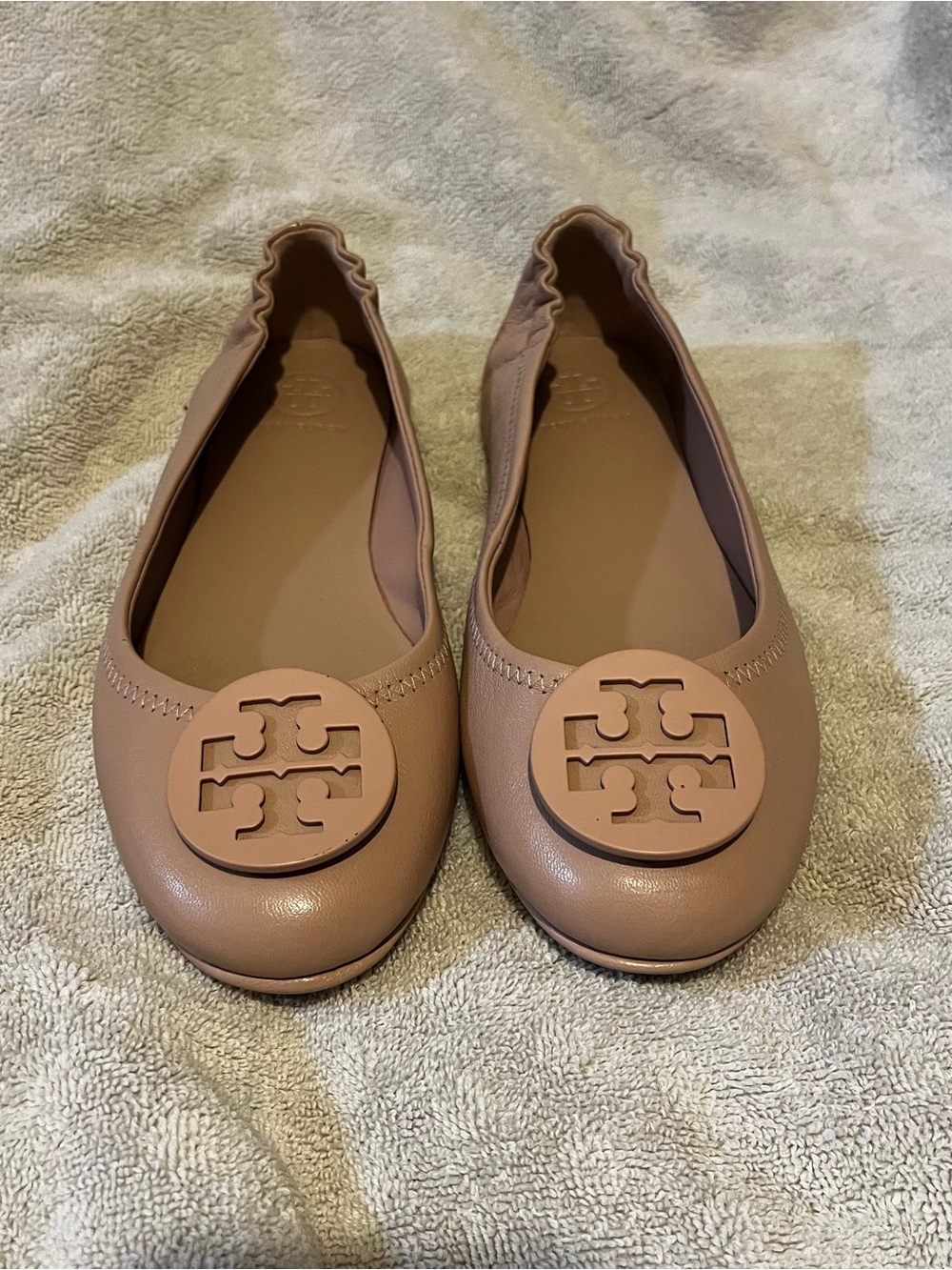 Tory Burch  Minnie Travel  Ballet Flats 7.5 Dusty Rose Slip On Dressy